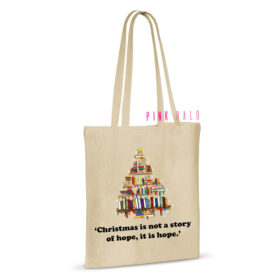 Christmas Book Tree Quote Tote Bag