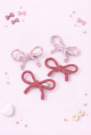 Pink Duo Bow Clips