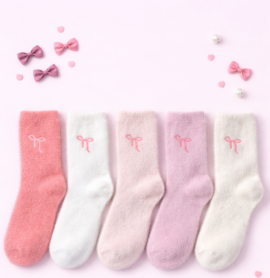 The Sweet Bow Fluffy Socks
